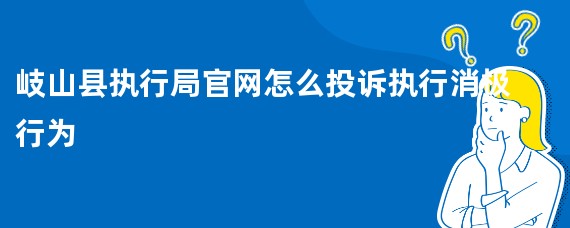 岐山县执行局官网怎么投诉执行消极行为